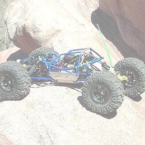 on the rocks,,FIRST OUTING SINCE TRAE AND REPAIRS

55T MOTOR, FUTABA ESC AND RX, 1500 NIMH'S, 2.2 MOABS, AXIAL BL'S, TLT AXLES, CUSTOM TUBE/ALUMINUM P