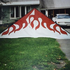 one of my little kites  16ft from wing tip to wing tip 8 ft from ground to center point