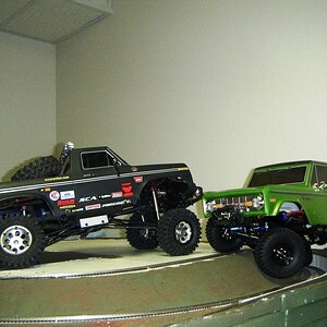 Custom 79' Ford F-150 Trail Rig, GCM Cross Canyon chassis with RC4WD T-Rex 60 axles, AX10 transmission, Fireball 55T Motor and Castle Mamba Max ESC.

