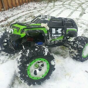 Kawasaki with light bar. Some light fun in snow.