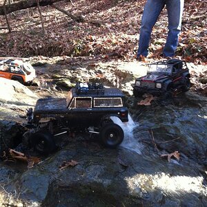 Tony's Bronco, Mikes Dingo with the pink stripes and my Dingo with Cena driving