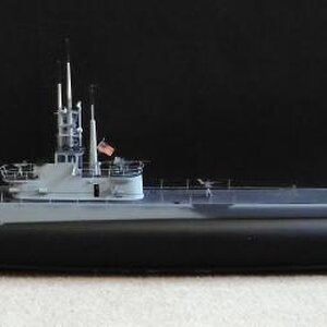 U.S.S. Puffer SS-268 static plastic model scratch built into functioning topwater RC submarine with working torpedoes.