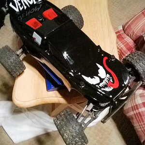 Pro-line Desert Rat body I painted for my son's Rustler.