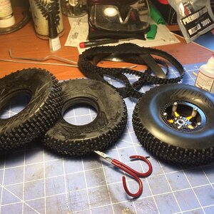 Cut and shut VooDoo gold and silver tires with Crawler Innovations foams.