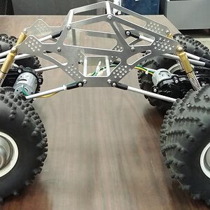 Clod Axles on Custom Crawlerz PRO Crawler Frame Plates with 4" spacers.  (12" wheelbase) (side)