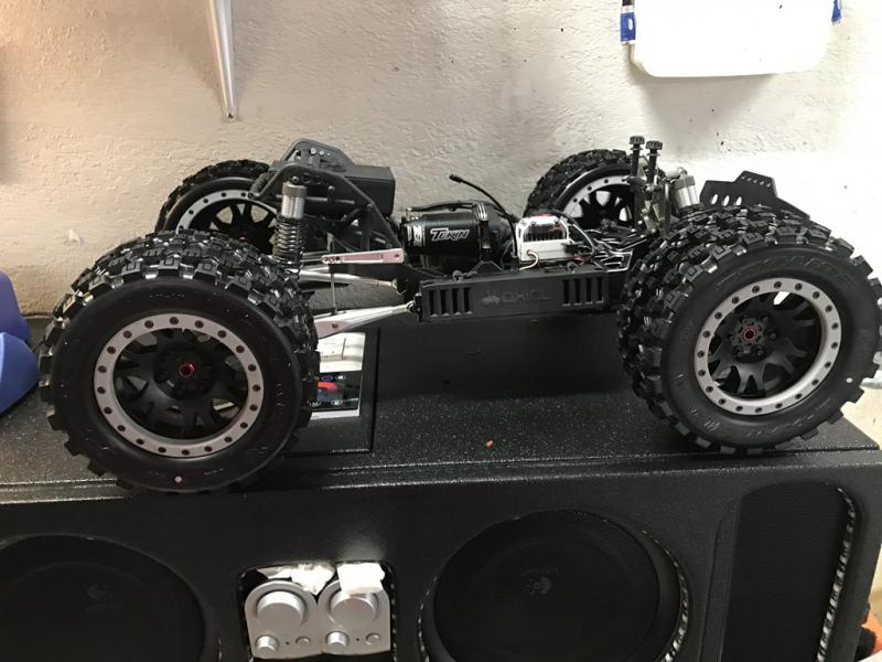 Axial Yeti XL with Pro-line Badlands Tires MX43 with Impulse Pro-Loc Wheels. These are only sitting on here. Not installed.