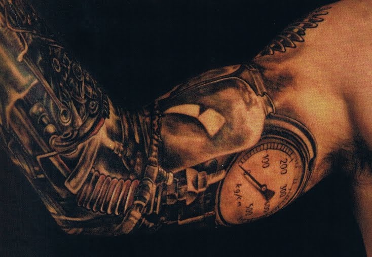 biomechanical sleeve tattoo