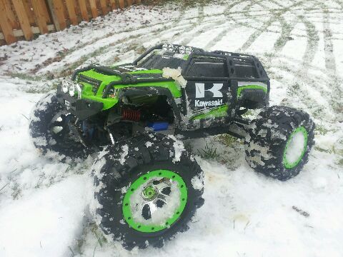 Kawasaki with light bar. Some light fun in snow.