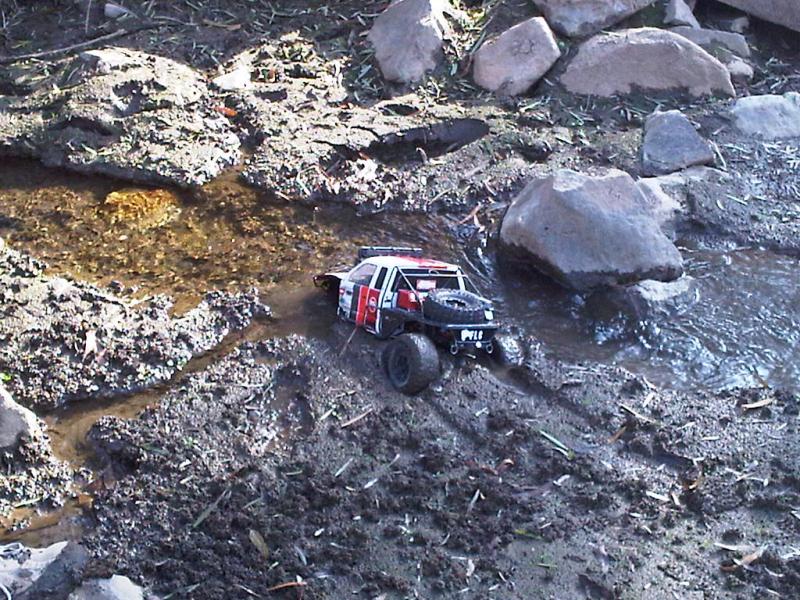 Matt aka dork vadar wanting to cross a creek but man did he sink like a rock.