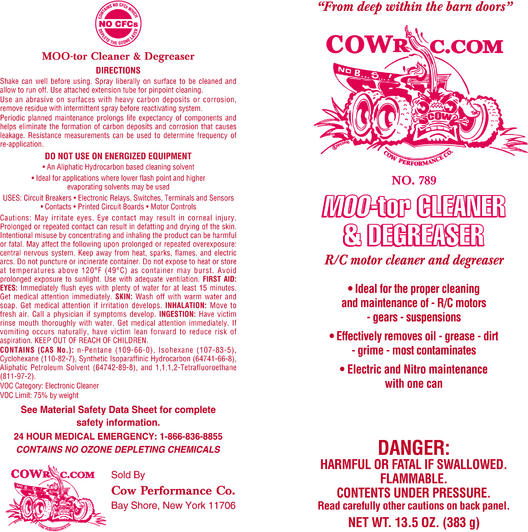 No. 789 MOO-tor Cleaner and Degreaser

label