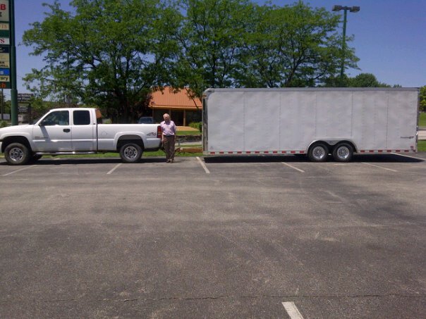 Pop and my tow rig and toy hauler. Yes, there's something special in there.