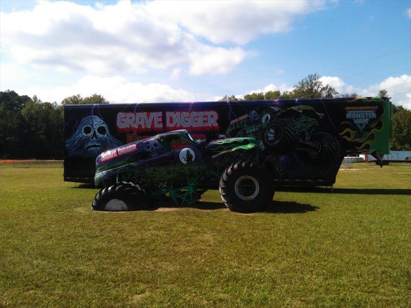 this truck isn't too old. my guess is early 2000's grave digger version ???