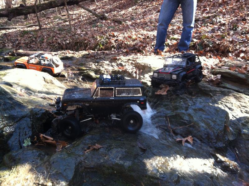 Tony's Bronco, Mikes Dingo with the pink stripes and my Dingo with Cena driving