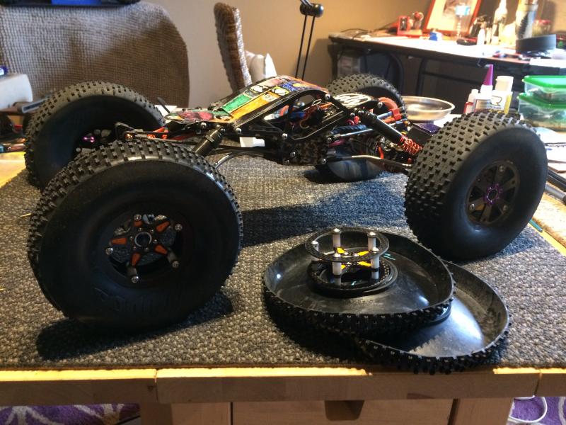 Working on a new set of VooDoo tires to go with the new wheels. I ran my full sized VooDoo from my Mantis and they hooked up even better than before. 