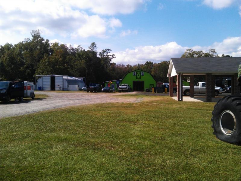 You can see the shop in the back. I could hear the bacon frying and just barely see a tube framed monster taking shape.